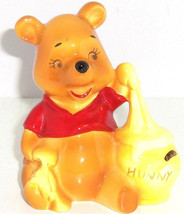 Disney Winnie the Pooh Eating Hunny Pot Ceramic Figurine Japan Vintage - $34.95