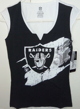 Las Vegas Raiders T Shirt Football Ladies Reebok Fitted Spilt Neck S NWT NFL - £31.43 GBP