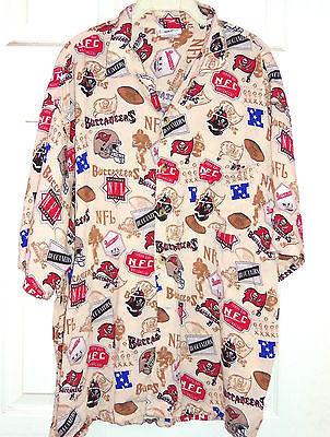 Primary image for Tampa Bay Buccaneers Shirt Button Dress Casual Print Size XL Cream NFL Football