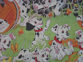 Disney 101 Dalmatians Twin Flat Sheet Vintage Craft Sewing Fabric Kids Puppies - £23.42 GBP