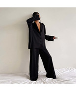 Hiloc Oversized Satin Silk Sleepwear Low Cut Sexy Pajamas For Women Sing... - £55.62 GBP