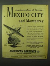 1942 American Airlines Ad - Mexico City and Monterrey! - £13.80 GBP