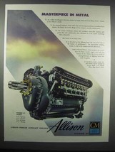 1943 GM Allison Aircraft Engines Ad - Masterpiece Metal - $18.49