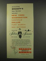 1956 Braniff Airways Ad - Announcing New Service - £14.55 GBP
