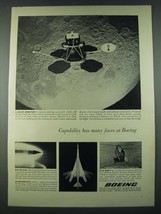 1965 Boeing Ad - Lunar Orbiter, Supersonic Jetliner and UH-46A Helicopter - $18.49