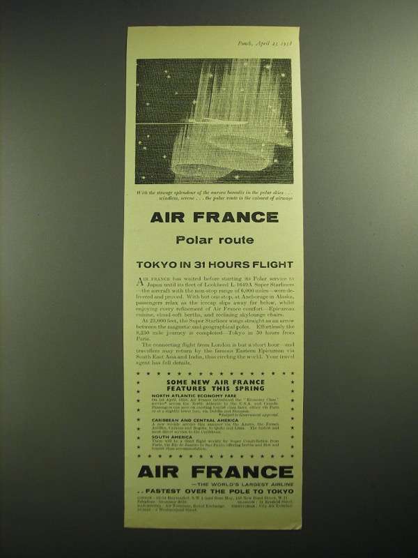 1958 Air France Ad - Polar Route - $18.49