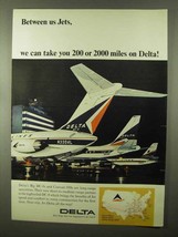 1966 Delta Airlines Ad - Between Us Jets - £14.62 GBP