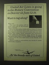 1966 United Air Lines Ad - Going to Rotary Convention - £14.53 GBP