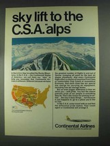 1967 Continental Airlines Ad - Sky Lift to C.S.A. Alps - £14.78 GBP