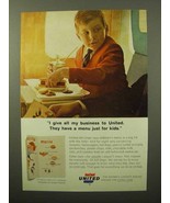 1964 United Airlines Ad - Have A Menu Just for Kids - £14.78 GBP