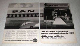 1966 Pan Am Airline Ad - Charlie Wade Increase Pool - £14.73 GBP