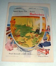 1956 Budweiser Beer Ad - Where There&#39;s Life! - $18.49