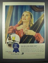 1945 Pabst Blue Ribbon Beer Ad - Play One-String Harp - £14.53 GBP