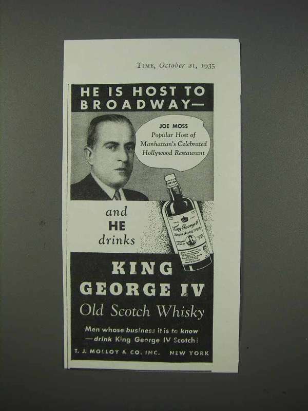 1935 King George IV Scotch Ad - Joe Moss - £14.55 GBP