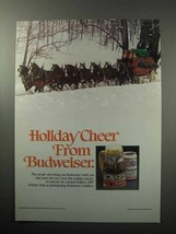1987 Budweiser Beer Ad - Holiday Cheer - £14.74 GBP