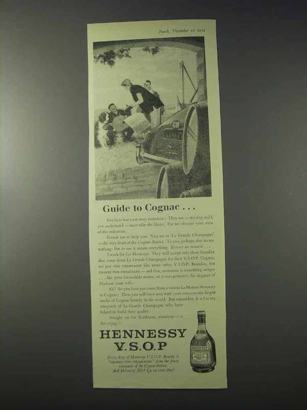 1959 Hennessy V.S.O.P. Cognac Ad - Guide To Cognac - $18.49