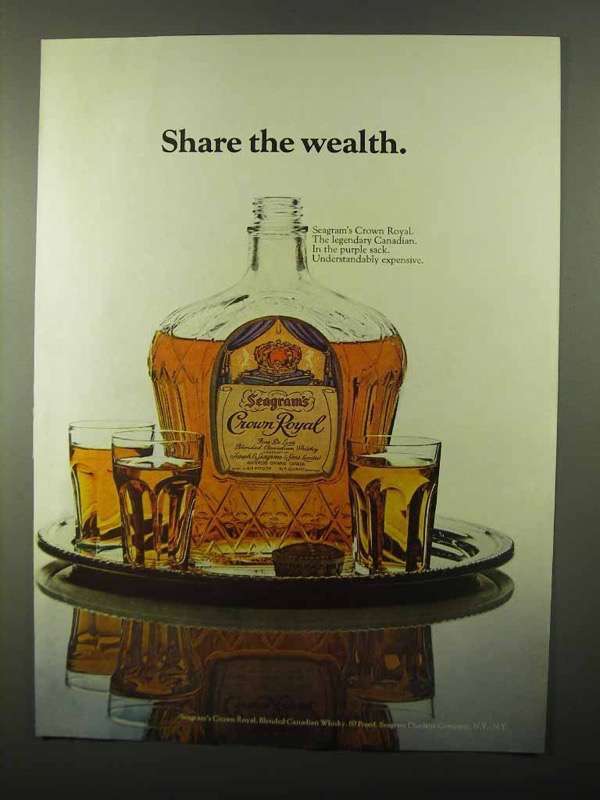 1971 Seagram's Crown Royal Whisky Ad - Share Wealth - $18.49