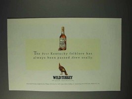 1993 Wild Turkey Bourbon Ad - Best Kentucky Folklore - £14.56 GBP