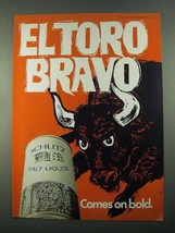 1969 Schlitz Malt Liquor Ad - El Toro - £14.54 GBP