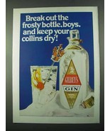 1969 Gilbey&#39;s Gin Ad - Break Out Frosty Bottle - £14.72 GBP