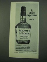 1969 Maker&#39;s Mark Bourbon Ad - Tastes Expensive - £14.53 GBP