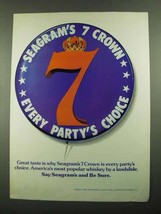 1976 Seagram's 7 Crown Whiskey Ad - Party's Choice - £14.27 GBP