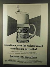 1971 Budweiser Beer Ad - Even the Cocktail Crowd - $18.49