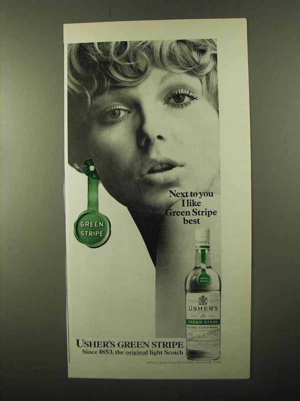 1971 Usher's Green Stripe Scotch Ad - Next to You - £14.88 GBP