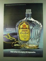 1972 Seagram&#39;s Crown Royal Ad - When It&#39;s Empty - $18.49