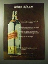1972 Johnnie Walker Red Label Scotch Ad - Memoirs Of - £14.78 GBP