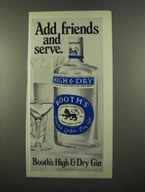 1975 Booth&#39;s High &amp; Dry Gin Ad - Add Friends and Serve - £14.54 GBP