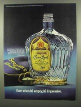 1974 Seagram's Crown Royal Ad - Even When Empty - $18.49