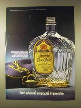 1976 Seagram's Crown Royal Whisky Ad - Empty Impressive - £14.53 GBP