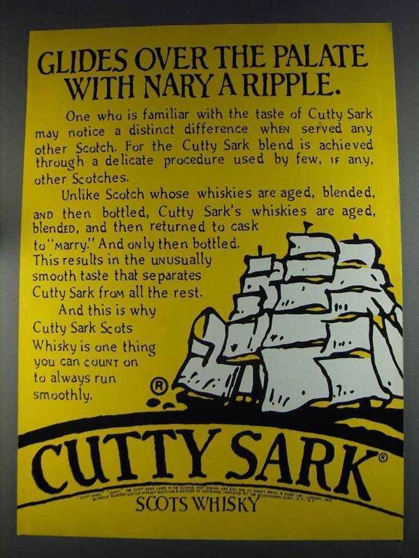1980 Cutty Sark Scotch Ad - Glides Over the Palate - £14.54 GBP