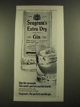 1971 Seagram&#39;s Extra Dry Gin Ad - Skip the Vermouth - $18.49