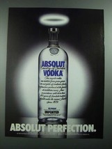 1988 Absolut Vodka Ad - Absolut Perfection - $18.49
