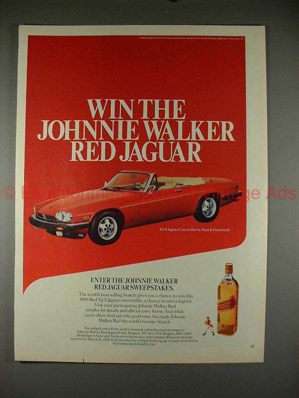 1988 Johnnie Walker Ad w/ Jaguar XJ-S Convertible!! - £14.45 GBP