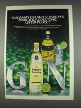 1982 Seagram&#39;s Extra Dry Gin Ad - Schweppes Tonic - £14.53 GBP