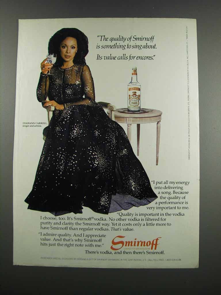 1983 Smirnoff Vodka Ad - Diahann Carroll - £14.52 GBP