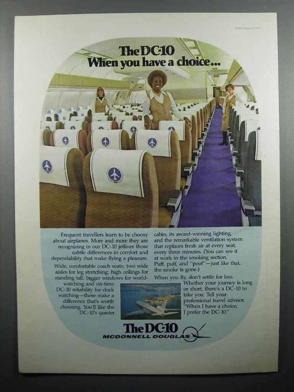 1977 McDonnell Douglas DC-10 Jet Plane Ad - A Choice - £14.74 GBP