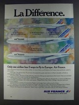 1980 Air France Ad - La Difference - 5 Ways To Fly - £14.55 GBP