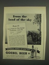 1944 Goebel Beer Ad - Recipe for Swiss Steak by the George Vanderbilt, Asheville - £14.76 GBP