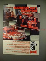 1987 Budweiser Beer Ad - w/ Bobby Rahl, Miss Budweiser! - $18.49