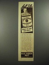 1937 Pabst Blue Ribbon Malt Ad - Full 3 Lbs - £14.73 GBP