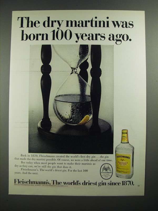 1970 Fleischmann's Gin Ad - The Dry Martini Was Born 100 Years Ago - £14.54 GBP
