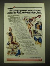1987 TWA Ambassador Class Ad - The Things You Notice - $18.49