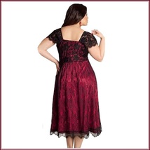 Vintage Glamor Lace Overlay Bow Knot Bodice Empire Waist Wine Midi Evening Gown image 3