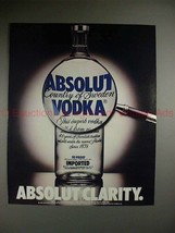 1987 Absolut Vodka Ad - Absolut Clarity - Magnifying!!! - £14.55 GBP