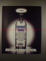 1990 Absolut Vodka Ad - Absolut Perfection - Angel Halo - £14.48 GBP