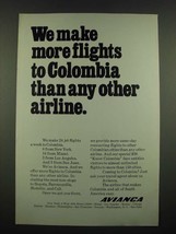 1970 Avianca Airline Ad - More Flights to Colombia - £14.72 GBP